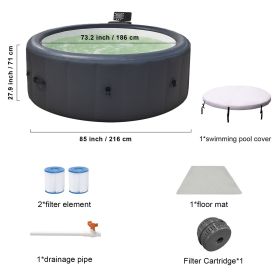 Grey 216* 71cm hot tub. A swimming pool with heating, bubble massage, ambient lighting, filtration