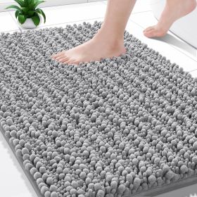 Bathroom Rugs Non Slip Washable - Ultra Soft Absorbent Chenille Bath Mat, Quick Dry Shaggy Floor Carpet for Tub Shower, Gray Home Decor Accessori