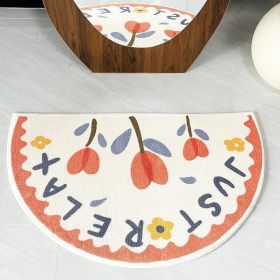 Washable Cute Bath mat for Bathroom,31x20 Half Circle Non-Slip Small Bath Rugs, Absorbent Quick Dry Bath mats, Plush Carpet for Bathtub