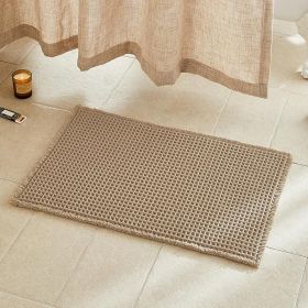 Waffle Bath Mat, Boho Bathroom Rugs Non Slip Washable Super Absorbent Quick Dry Farmhouse Bathroom Decor, 30"x20" Khaki