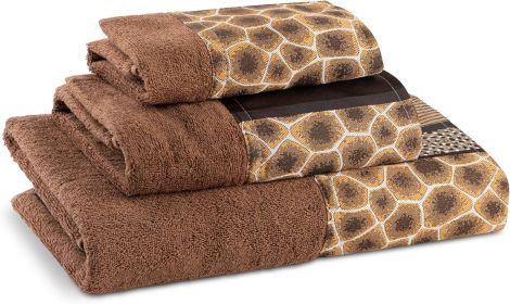 Safari Stripes Animal Bathroom Towel Set - 3 Piece Towel Set, Leopard and Cheetah Design with Zebra and Tiger Patterns