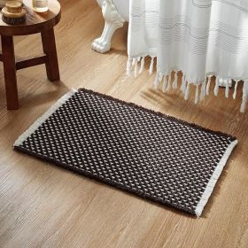 Boho Bathroom Rugs, Super Absorbent Non Slip Waffle Bath Mat Quick Dry Bath Rugs Washable Boho Farmhouse Bathroom Rugs, Brown and White 30"x20"