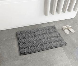 Non Slip Chenille Bath Mat for Bathroom Rugs 40" x 60"; Extra Soft and Absorbent Microfiber Shag Rug; Machine Wash Dry; Shower; and Room- Dark Gr