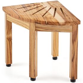 Corner Teak Shower Bench, 12.4" Height 11.5" Radius, 100% Teak Wood Corner Shower Beach, 300 LBS with Storage Shelf