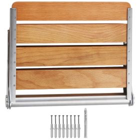 Folding Oak Shower Seat, 16.1" x 13.4" Unfolded, Wall Mounted Fold Up Shower Bench with 440 lbs Load Capacity
