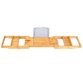 Bathtub Caddy Tray Crafted Bamboo Bath Tray Table Extendable Reading Rack Tablet Phone Holder Wine Glass Holder Shelf Desk Bathroom Spa