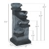 33.5" Water Fountain, 4-Tier Resin Cascading Bowls Outdoor Waterfall Fountain with LED Lights, Pump
