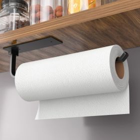 Paper Towel Holder Self-Adhesive Or Drilling Matte Black Upgraded Aluminum Kitchen Roll Dispenser Under Cabinet Lighter But Stronger Than Stainle (Option: black)