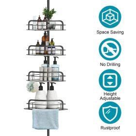 Corner Shower Caddy Tension Pole, Quick Setup, Rust-Free Bathroom Shower Organizer Corner For Bathtub Shampoo Storage, 4-Tier Adjustable Shelf, D (Option: Defaulttitle)