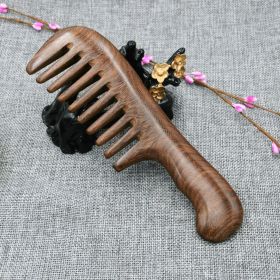Wooden Salon Waist Fragrance Anti Static Long Wide Tooth Detangle Home Natural Sandalwood Comb Massage Hair Tools Women (Color: 1)