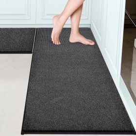 Washable Kitchen Rugs Set of 2 (24" x 35.5" + 24" x 59" Rectangular), Kitchen Mats for Floor, Indoor Entryway Runner Rugs for Laundry, Bathroom, (Material: Polyester)